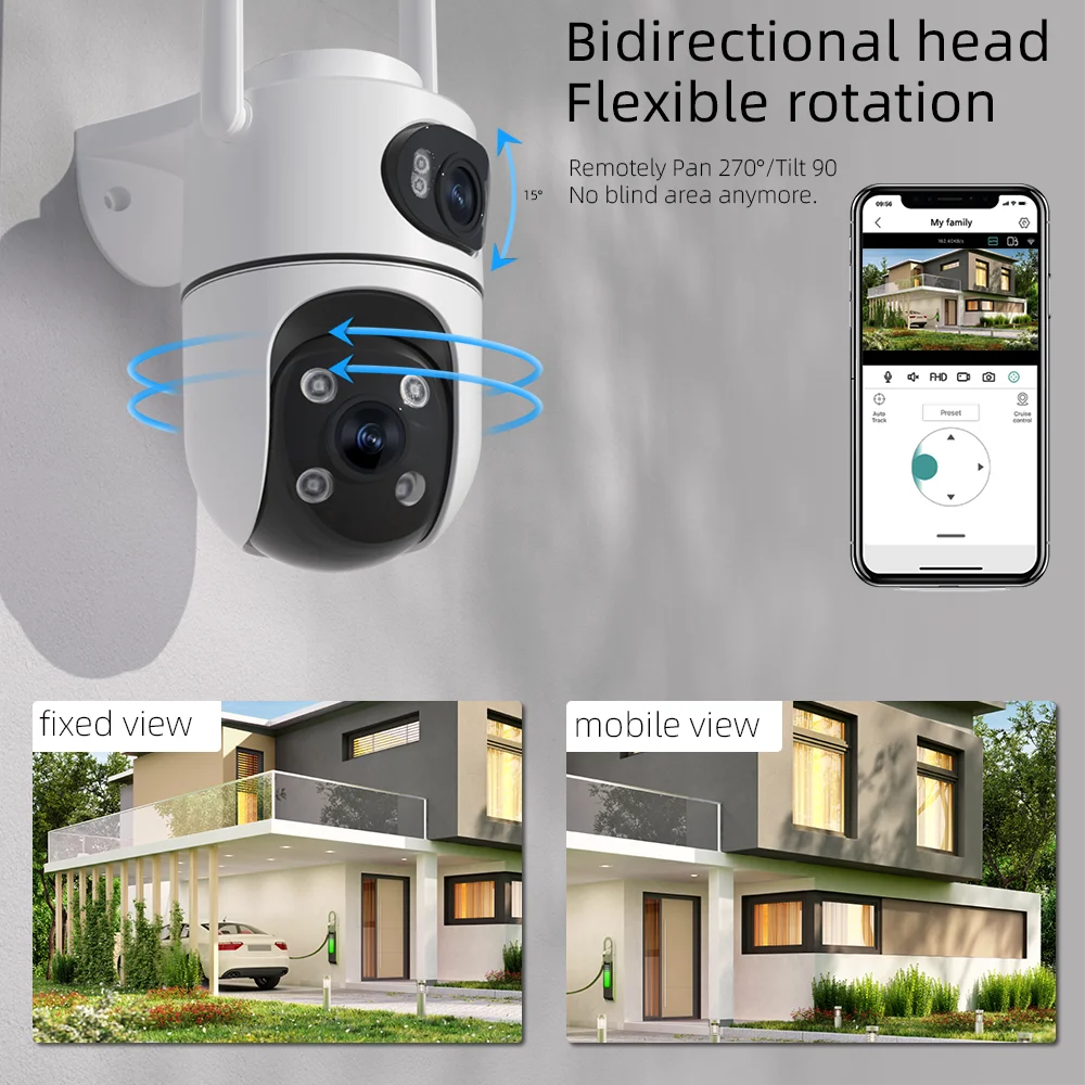 TreGear 8MP 4K PTZ Wifi Camera with Dual Lens Dual Screens AI Human Detection Wireless Outdoor CCTV Security IP Camera ICSEE App