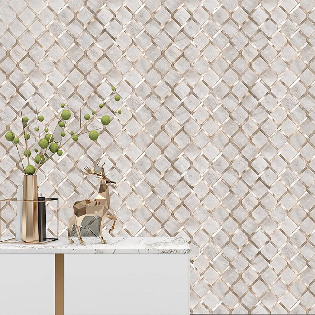 Mosaic Wall Tile Peel and Stick Self Adhesive Wall Stickers Waterproof Aluminum Composite Rectangle Kitchen Bath Tile Backsplash