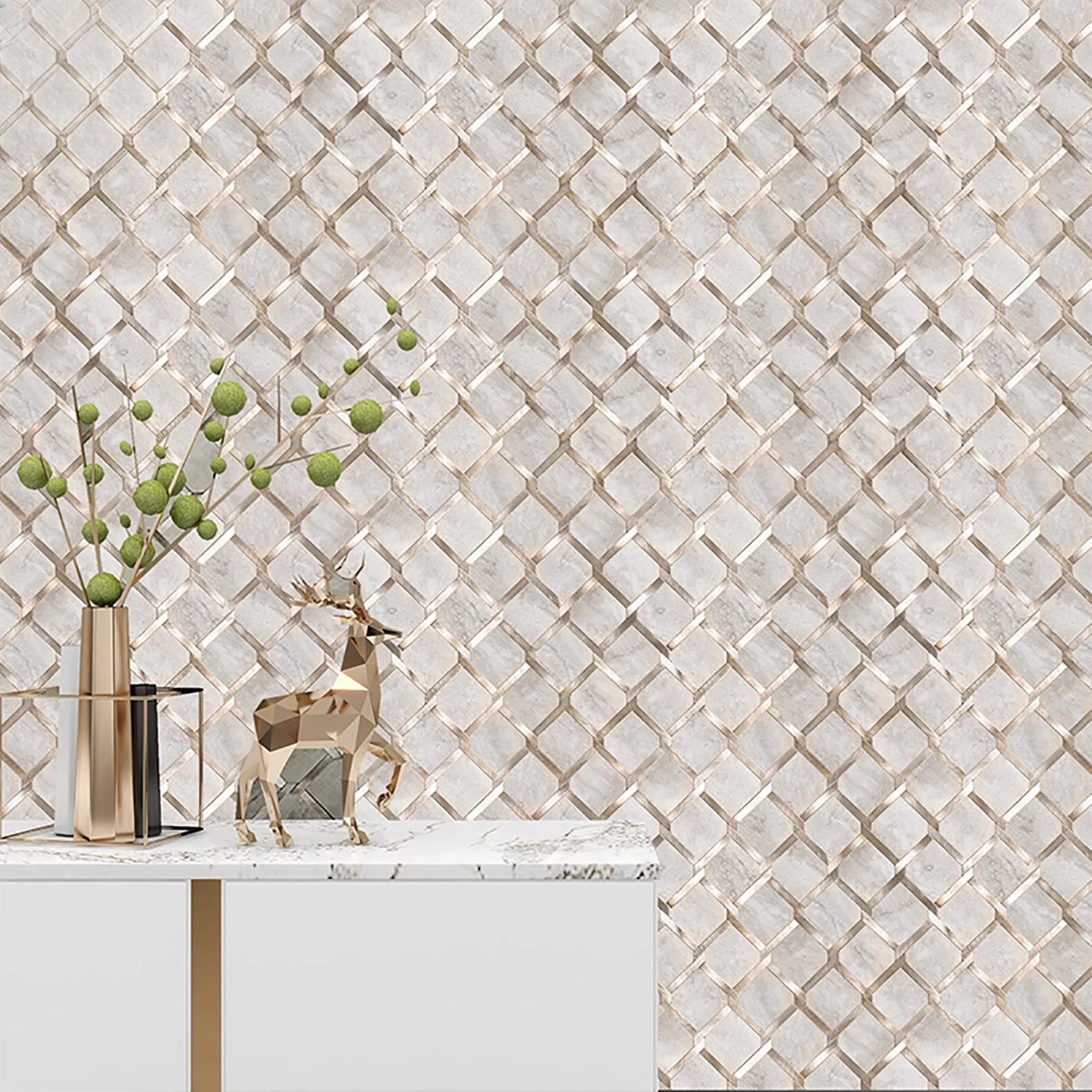 Mosaic Wall Tile Peel and Stick Self Adhesive Wall Stickers Waterproof Aluminum Composite Rectangle Kitchen Bath Tile Backsplash