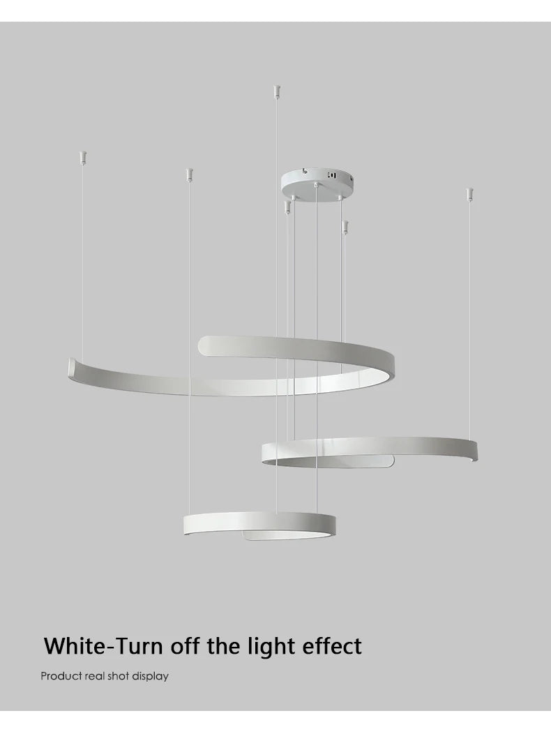 Modern LED Ring Ceiling Chandelier 60cm Black - Minimalist Decor Tidesmit