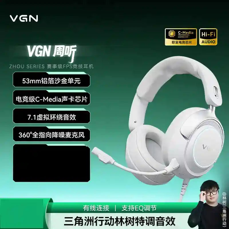 Wireless Gaming Headset with Active Noise Cancellation & Low Latency White-Wired Tidesmit