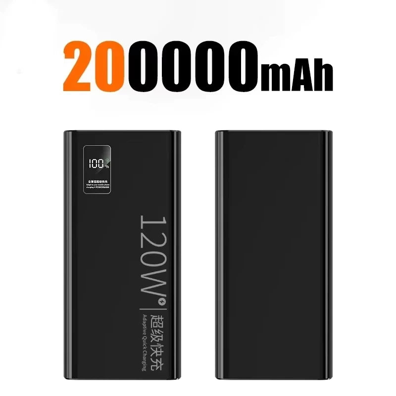 120W Fast Charging Power Bank 200000mAh | High Capacity Travel Battery Black 200000mAh Tidesmit
