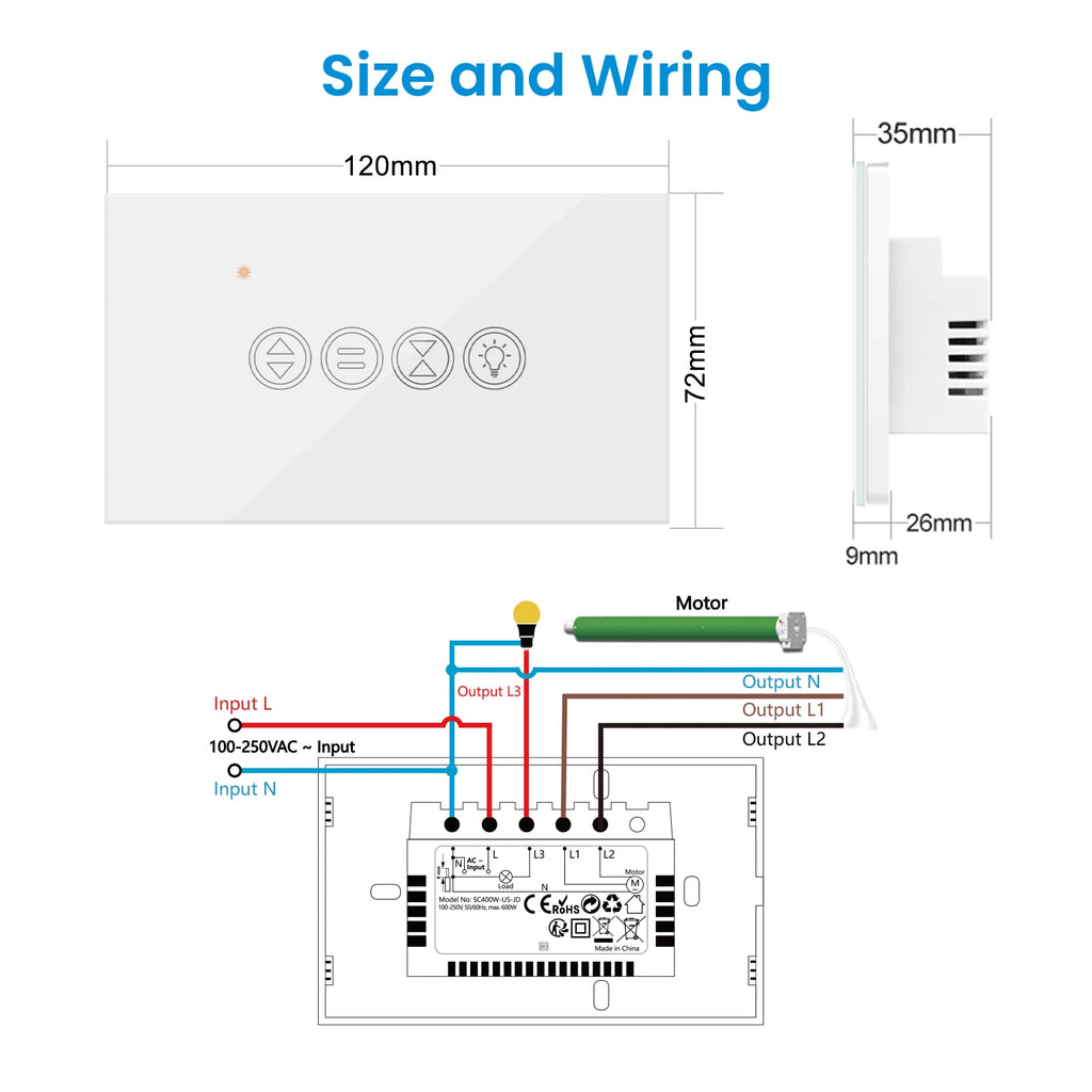 Smart Roller Shutter Switch - WiFi App-Controlled for Alexa & Google Home Tidesmit
