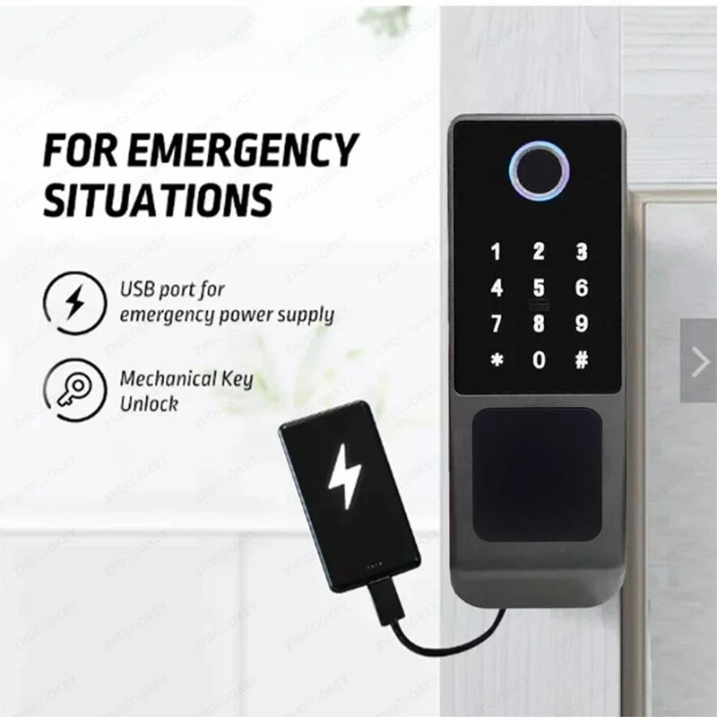 Waterproof Tuya Wifi Smart Lock Fingerprint RFID Card Passcode APP Remote Control TTLock Bluetooth Entry Electronic Rim Lock