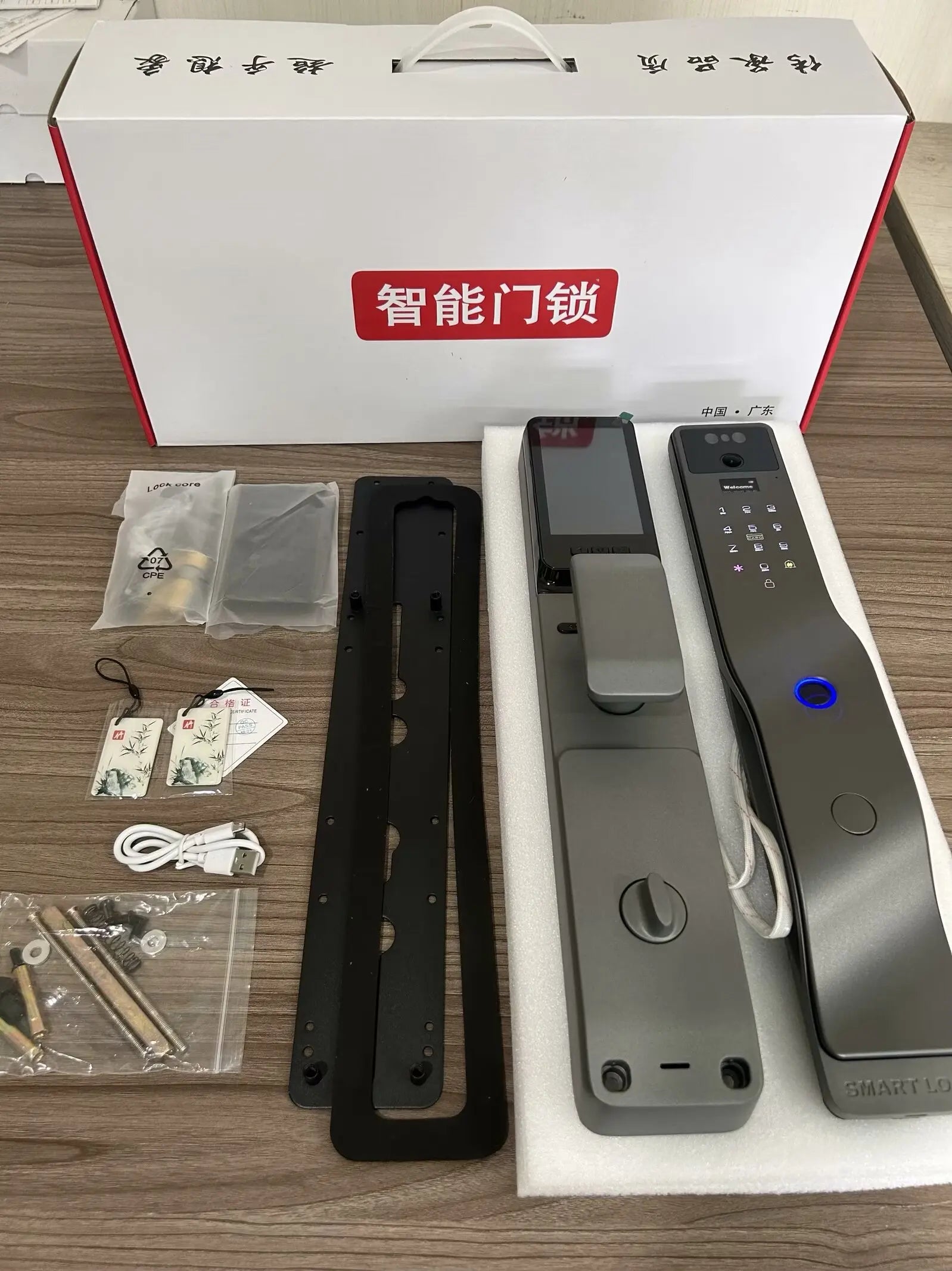 Facial Recognition Fingerprint Smart Security Door Lock Tuya App Wifi Camera Video Screen Biohacking RFID Digital Door Lock