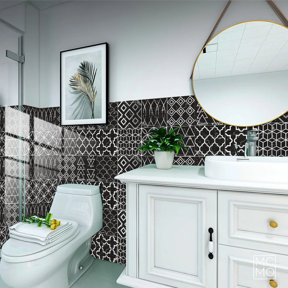 10pcs Crystal Tile Wall Stickers Self-Adhesive Kitchen Tiles PVC Backsplash Stickers Peel and Stick Bathroom Faux Stone Effect