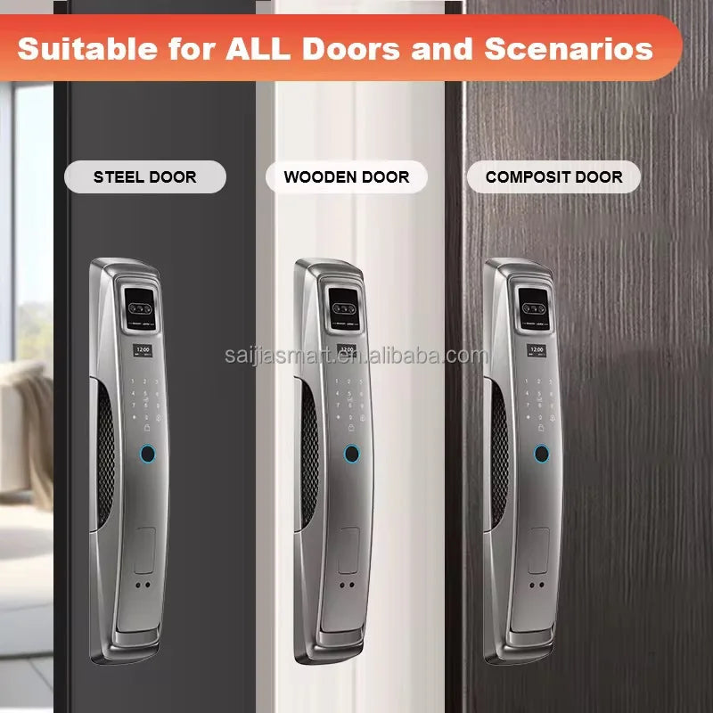 Digital Electronic Smart Door Lock With Camera Wifi Tuya Smart Lock Unlocked Through Code Password Biometric Fingerprint