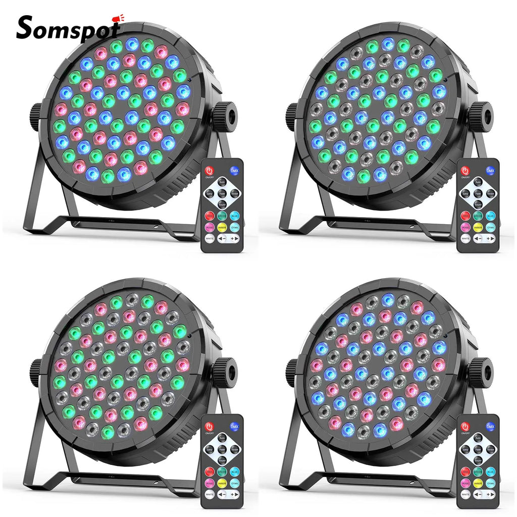 Somspot 4PCS 36W RGB Par Light 60LEDs DJ Party Lights Remote Control Disco Light for Stage Christmas Bar Club Wedding Birthday