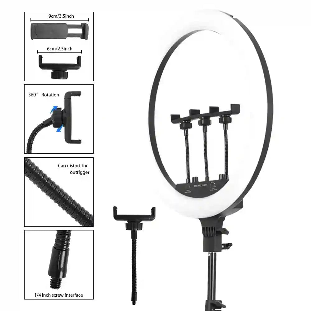 18 Inch RGB LED Ring Light with Tripod - Dimmable Studio Lighting Tidesmit