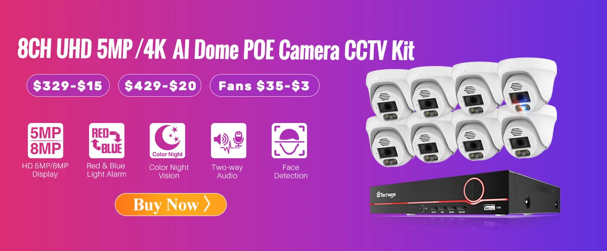Techage UHD 4K 8MP 5MP Security POE Camera Smart AI Human Detect Outdoor Two-way Audio IP Camera CCTV Surveillance Color Night