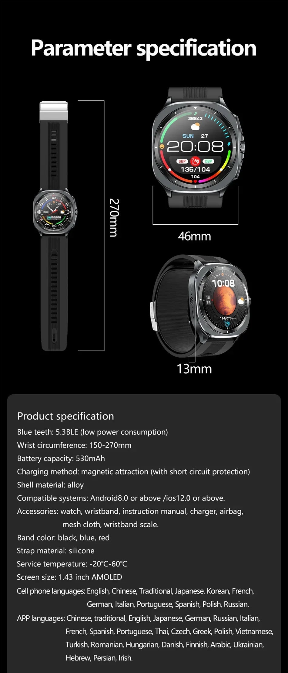 for Samsung Air Pump Airbag Smart Watch Men, Micro Physical Examination Accurate Measure Blood Pressure Sport SmartWatch 2025New