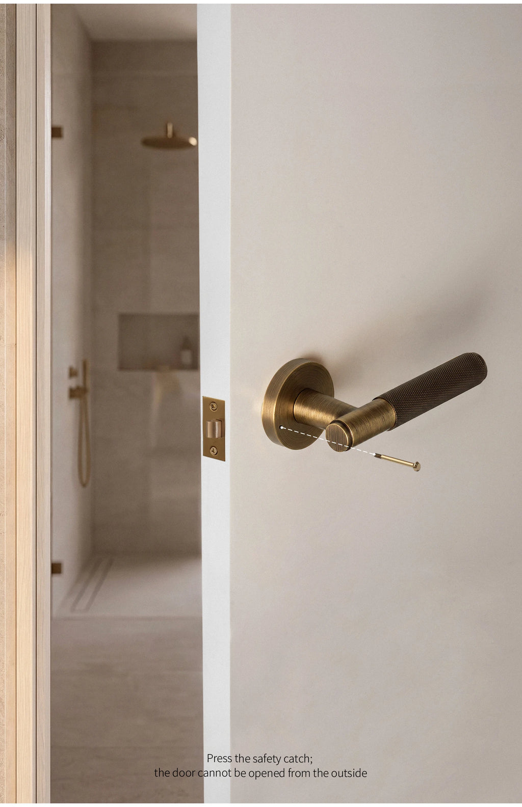 DOOROOM Brass Door Lock Set Modern Knurled Antique Bronze Interior Door Lock Decorative Lock Privacy Lock Passage Lock
