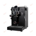 GZZT matte black professional espresso machine with chrome group head, portafilter, steam wand, and built-in gauge.