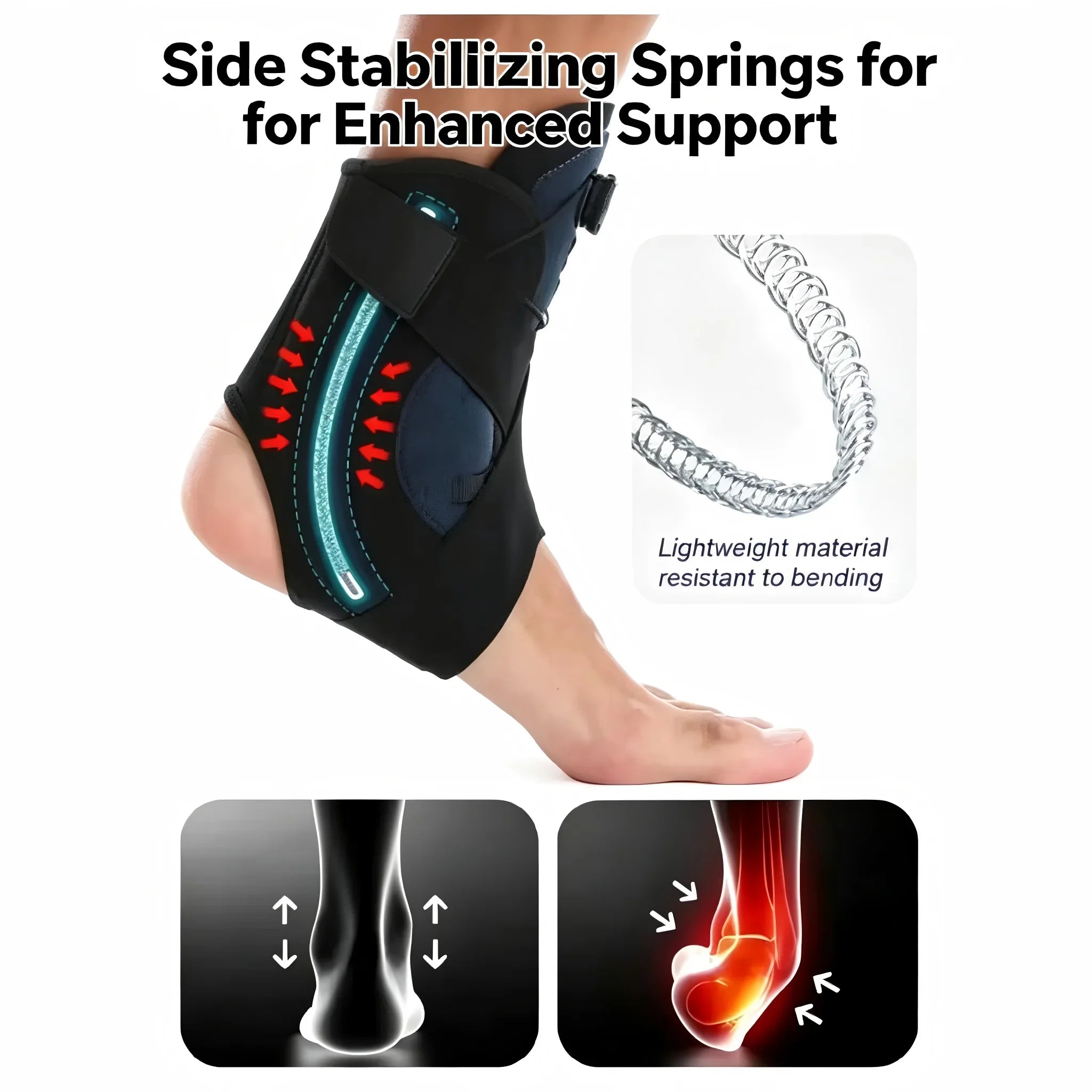 Adjustable BOA Ankle Brace Support Sport Fitness Ankle Protector Sprain Recovery Stabilizer Foot Care Pain Relief Ankle Wrap