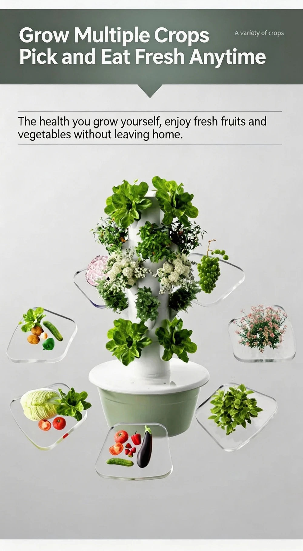 Hydroponic Growing System - Vertical Aeroponic Tower Garden for Indoor Plants, Automatic Watering, Space Saving, Ideal for Home