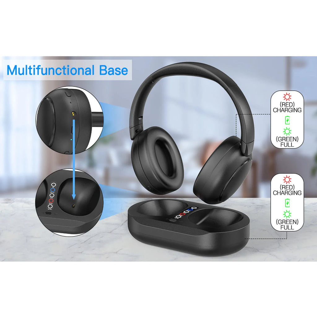 Wireless TV Headphones Bluetooth 5.3 with LED Battery Display Tidesmit