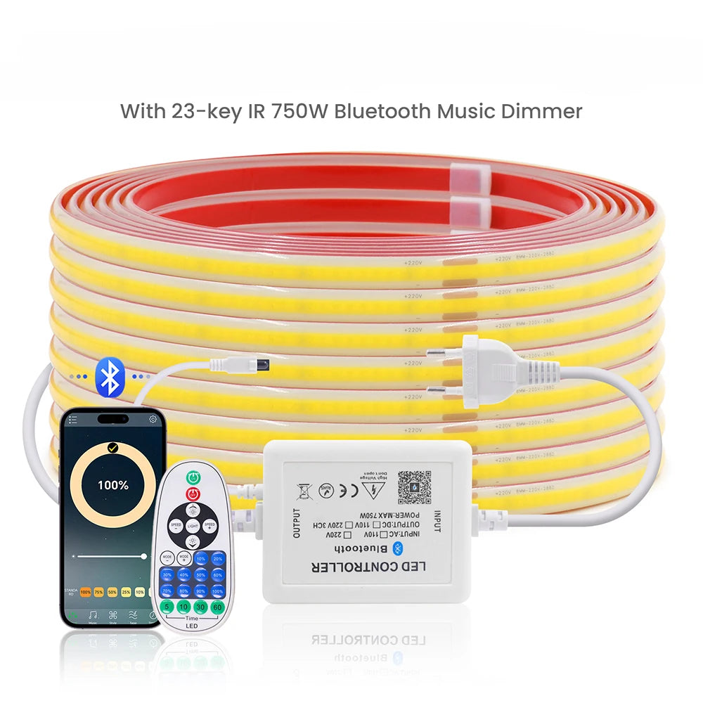LED strip light kit with 23-key IR Bluetooth music dimmer, phone control and remote