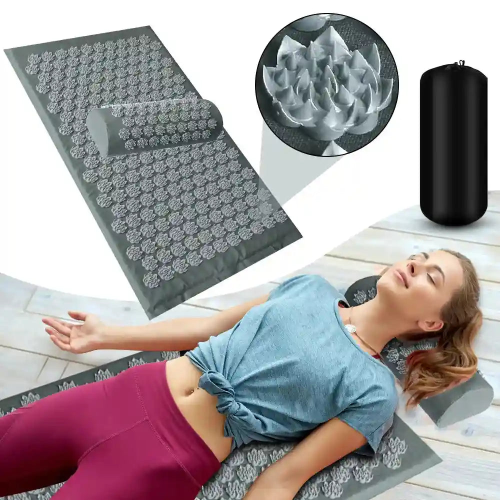 Acupressure Mat Set with Pillow - Deep Tissue Muscle Relief 3PCS Massage Roller Tidesmit