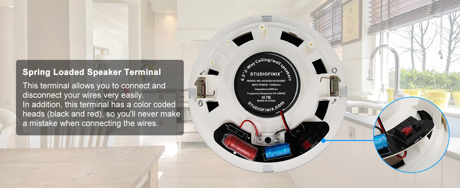 STUDIOFINIX 6.5 in 600W Flush Mount Ceiling Speakers For Home Theater, Living Rm Office, Kitchen, Study, Basement & Patio