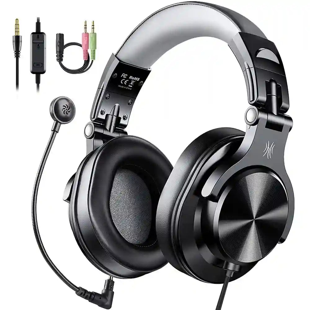Wired Over-Ear Gaming Headset with Detachable Microphone Black-Gray Tidesmit