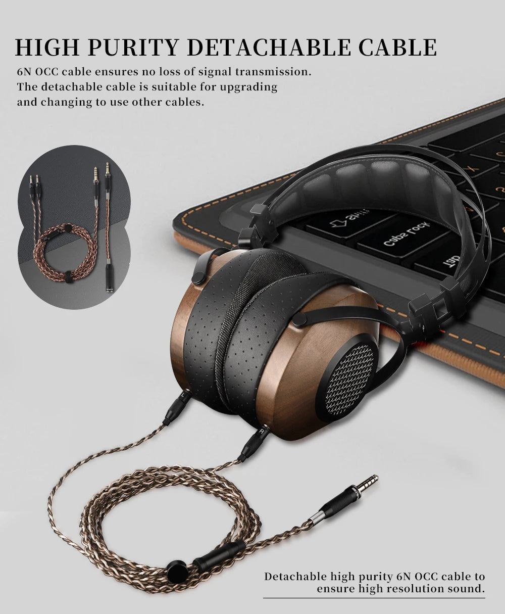 SIVGA SV023 Open Back Headphones | Walnut Wood 50mm Studio Monitor Drivers Tidesmit