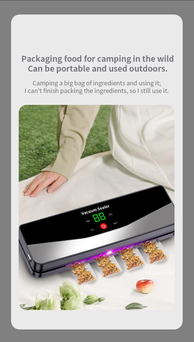 2026 Rechargeable Wireless Portability Vacuum Sealer With Sealing Countdown Display Multi-Pack Vacuum Touch Waterproof Buttons