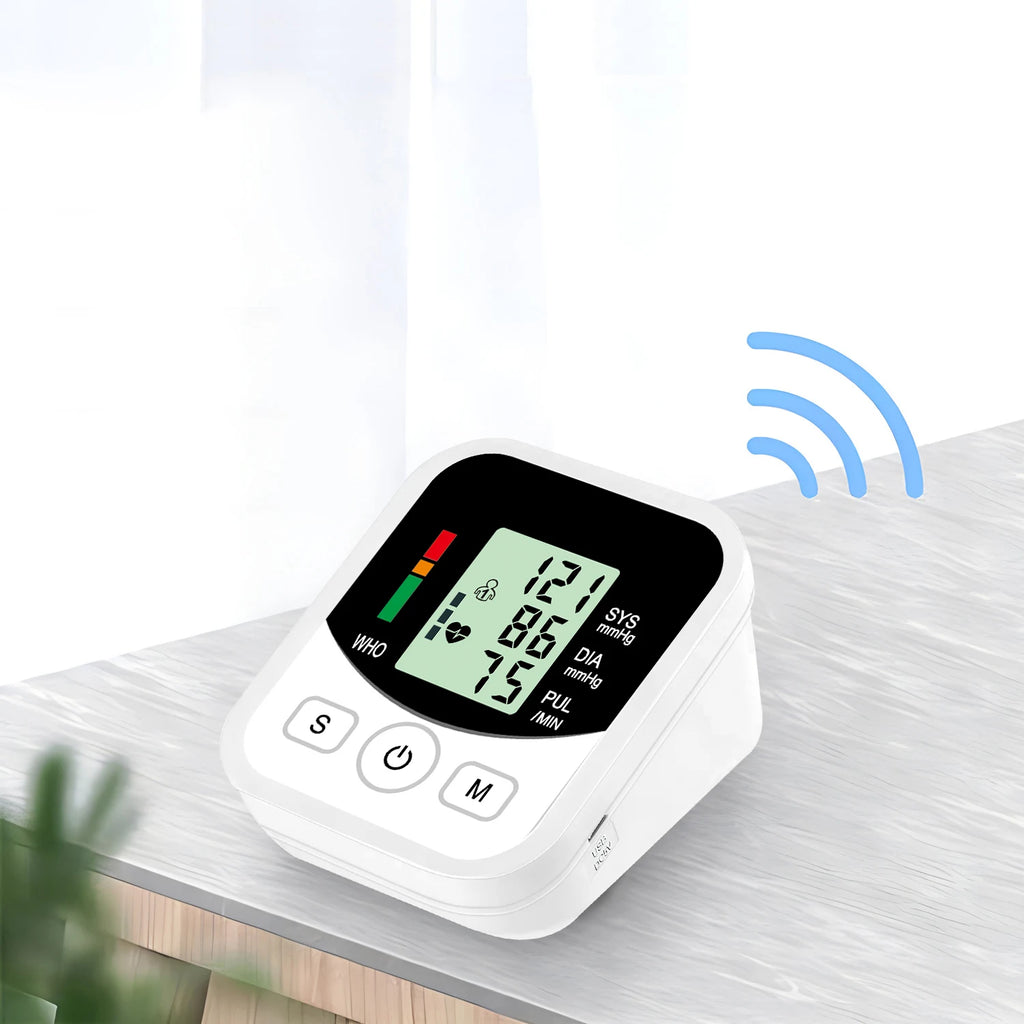Digital Blood Pressure Monitor Upper Arm Automatic BP Cuff Machine Tonometer LED Sphygmomanometer for Home Use Health Care