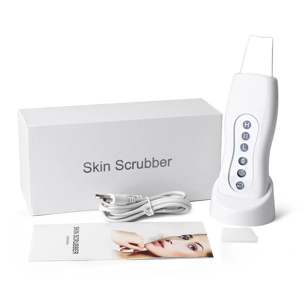 Ultrasonic Skin Scrubber: Pro Deep Pore Cleansing Facial Tool Scrubs Treatments USB Tidesmit