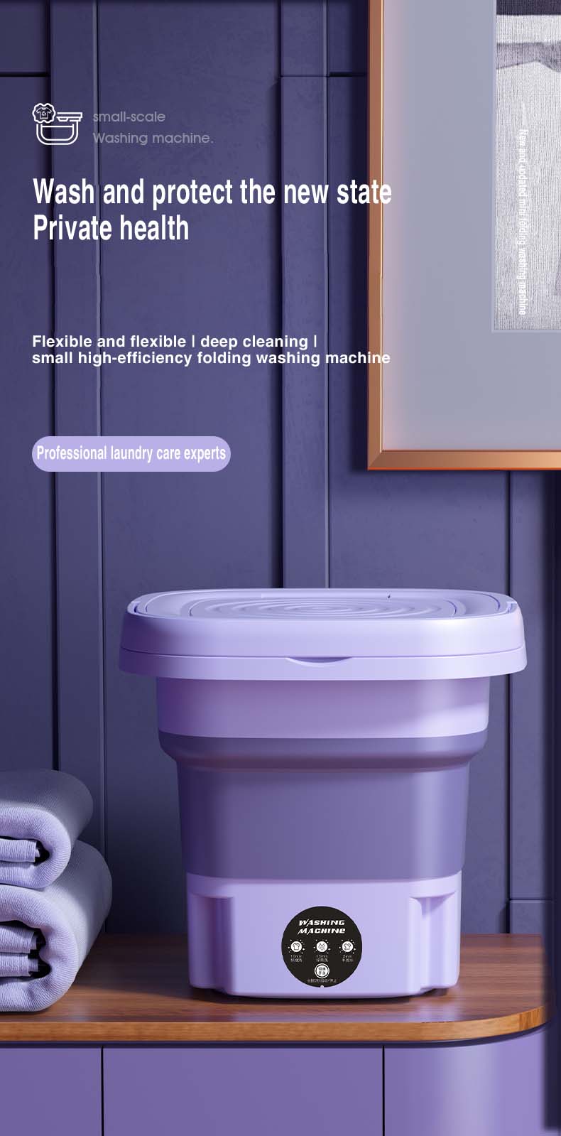 Tidesmit 8L foldable washing machine for delicate laundry like socks and underwear with 3 modes and spinning dry