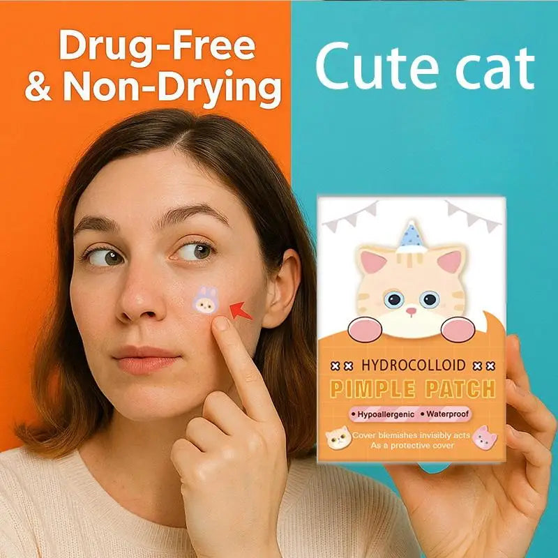 600Pcs Acne Patches Cat Shaped Acne Heal Sticker Colorful Acne Cover Removal Pimple Patch Anti-Acne Hydrocolloid Sticker