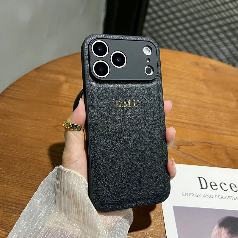 Personalized Leather iPhone Case - Shock-Absorbing Monogram Cover black Tidesmit