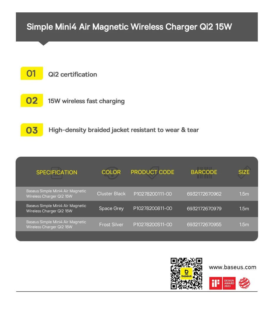 15W Fast Wireless Charger for iPhone 16-13 - MagSafe Compatible Pad Tidesmit