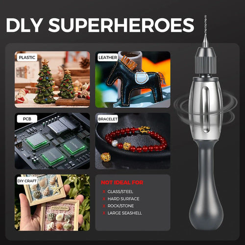 Metallic gray screwdriver/drill tool with interchangeable bits tip