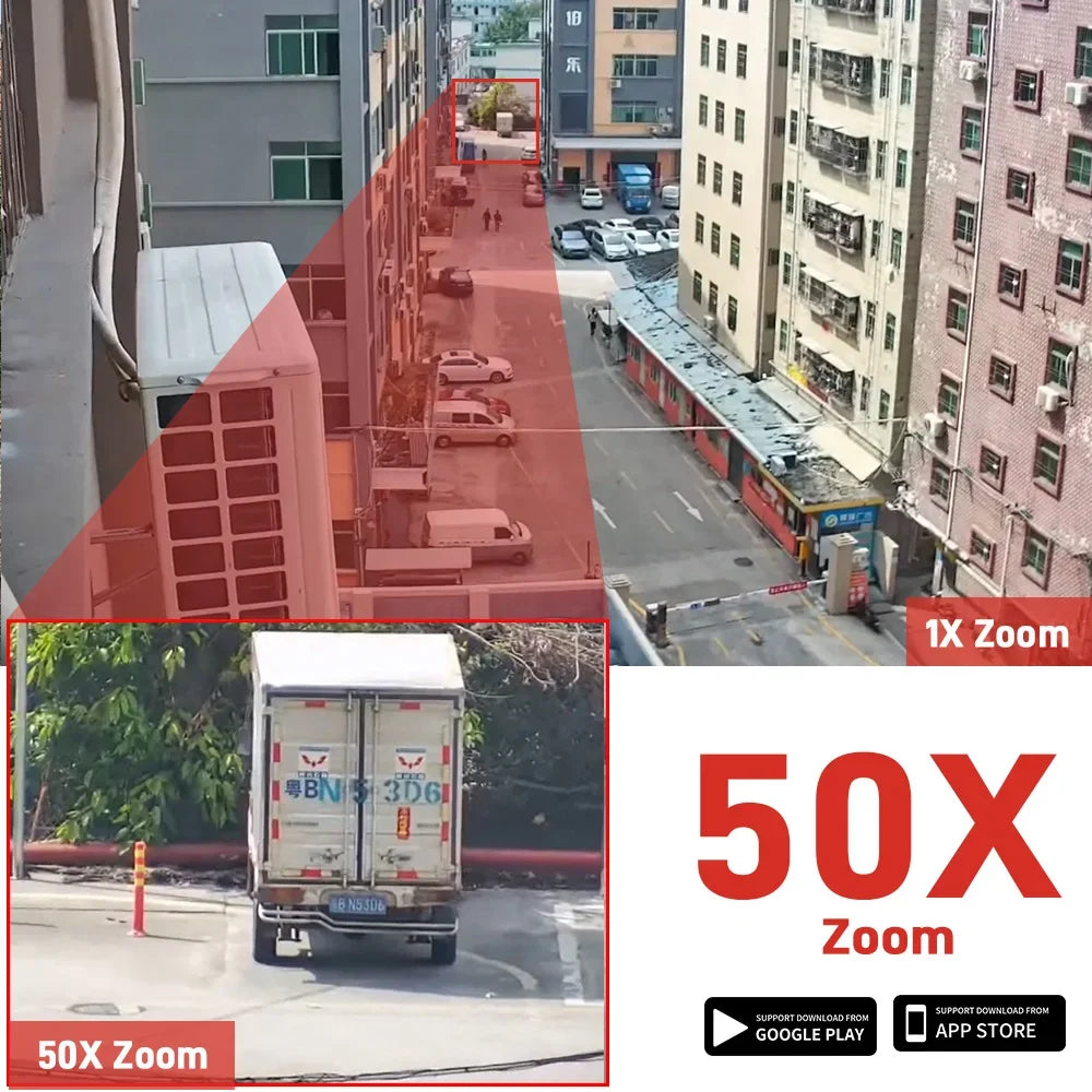 PEGATISAN WIFI 4K 8MP Dual Lens 20/50X Zoom Display PTZ Outdoor Surveillance Camera 393ft Ultra Long IR Vision ONVIF ICSEE APP