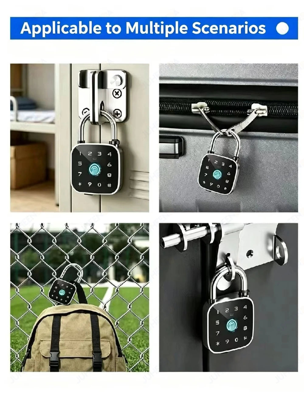 Tuya Bluetooth Fingerprint Padlock Rechargeable Digital Luggage Lock Password IP67 Waterproof Outdoor Security Electronic Lock