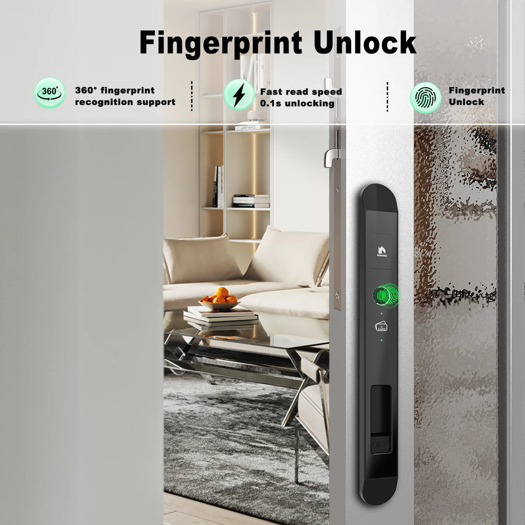 WINFREE Digital Slim Swing and Sliding Door Smart Tuya Bluetooth Lock Compatible Alexa or Google Smart Home