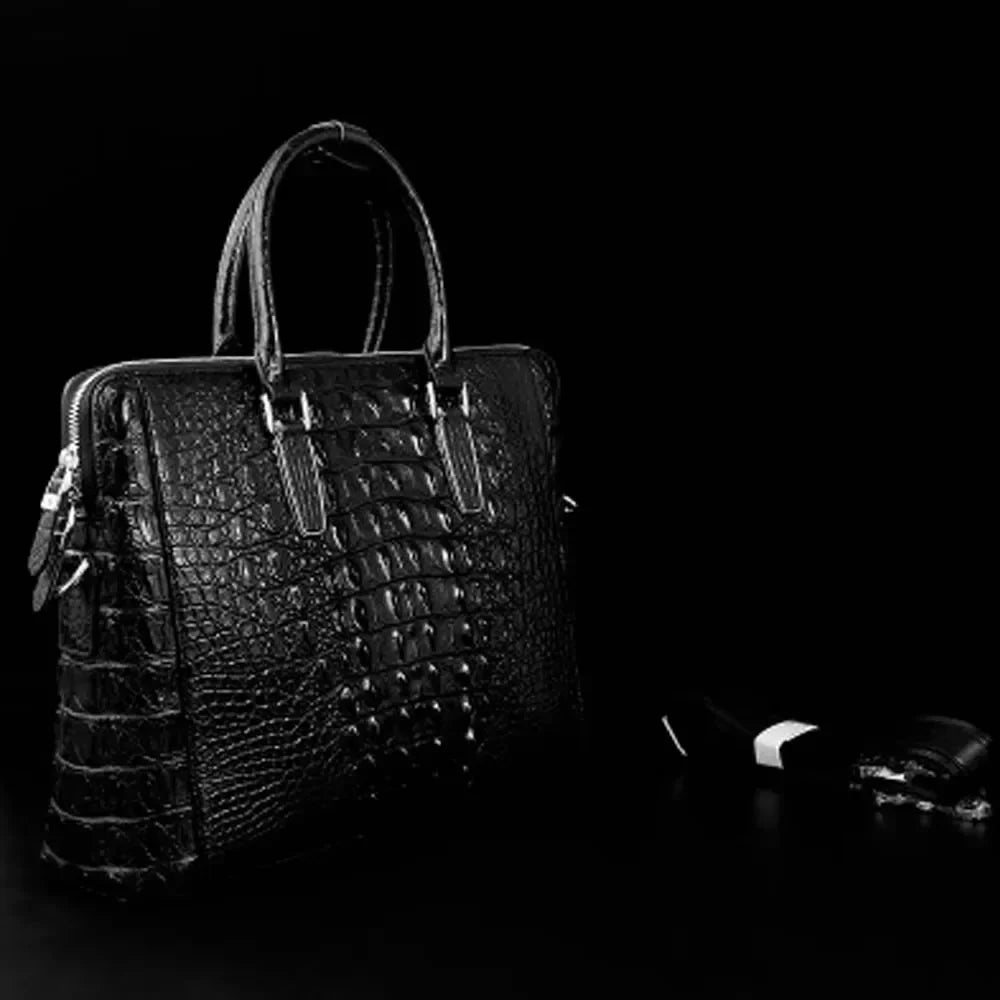 xipijiang new crocodile bag  business men  briefcase  men handbag  male  One-shoulder  Double zipper