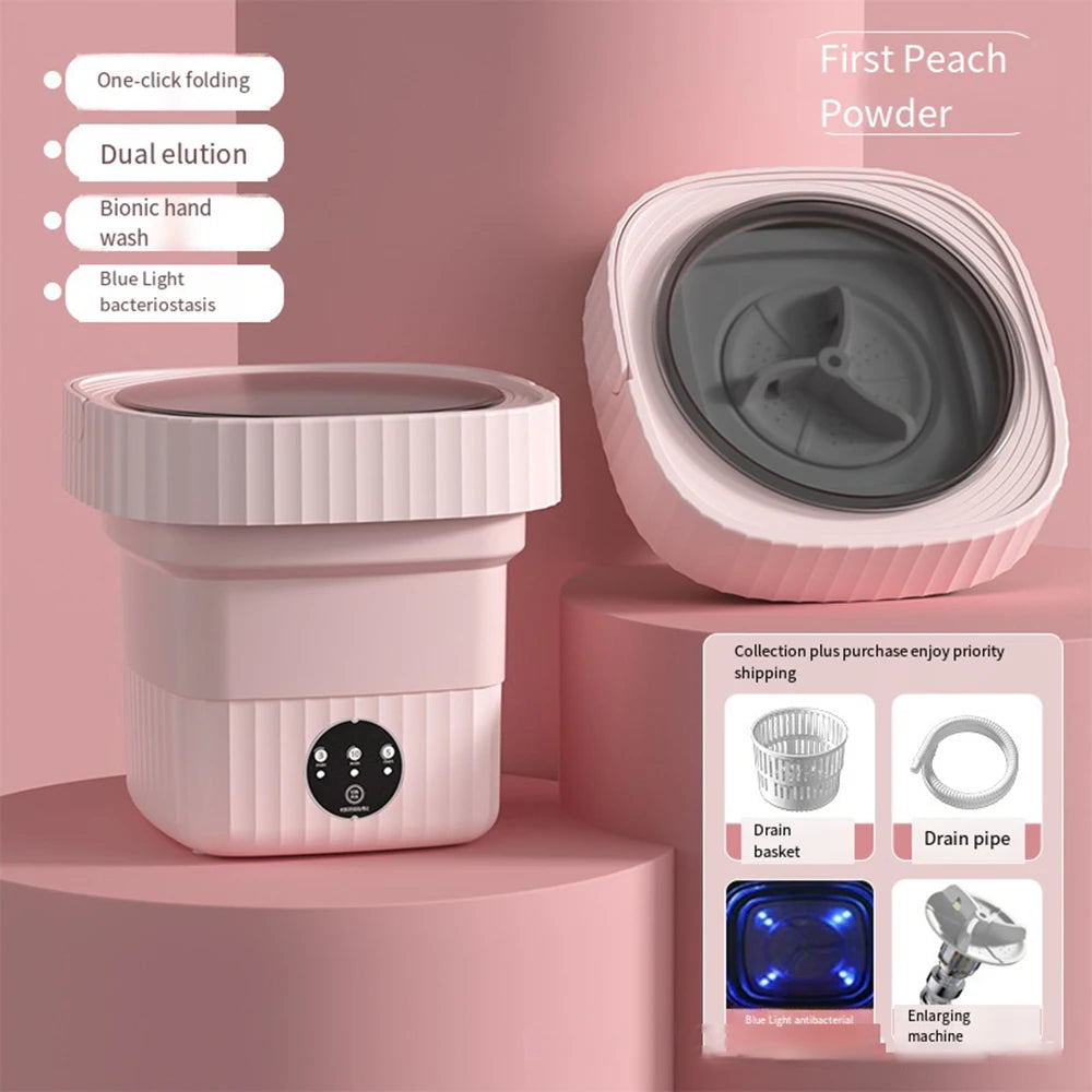 Tidesmit 6L 11L portable ultrasonic folding washing machine with spin dryer for travel laundry and delicates