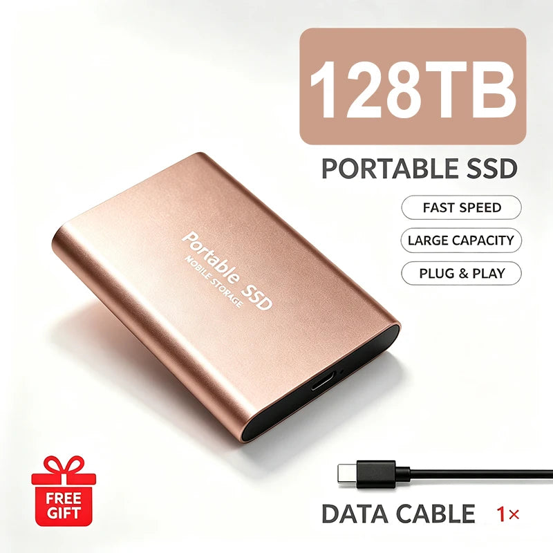 Portable External SSD 4TB High‑Speed Solid State Drive USB3.2 Type‑C Mass Storage Hard Disk 1TB 8TB 16TB for Laptop PC MAC Smart
