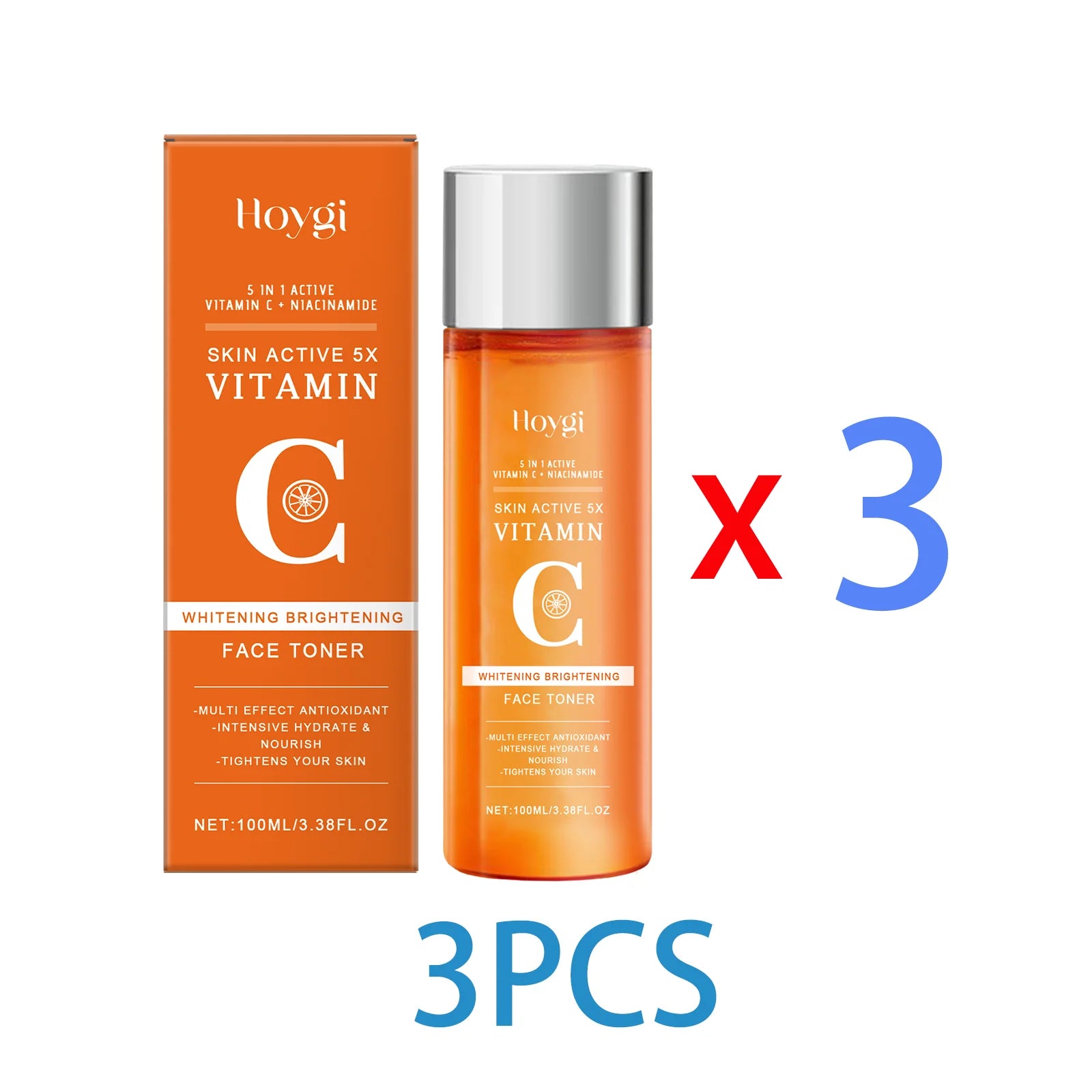 Face toner 3PCS set: orange box and orange bottle with silver cap