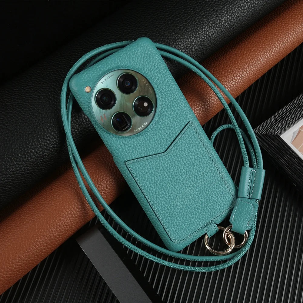 Genuine Leather Samsung Galaxy S24 Ultra Case with Adjustable Lanyard Blue514 China Mainland Tidesmit