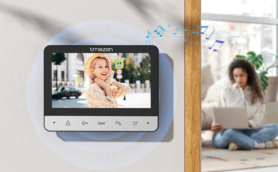 TMEZON Video Door Intercom Doorbell Intercom System, 7 Inch 1 Monitor 1 Camera Touch Button, Night Vision