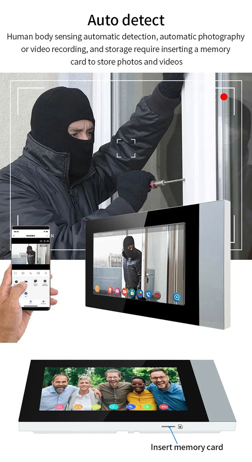 New 2 Wire Video Intercom System 7'' Color Touch Screen Tuya Wifi 1080P  Rainproof Call Panel IR Camera for Home Villa Buil