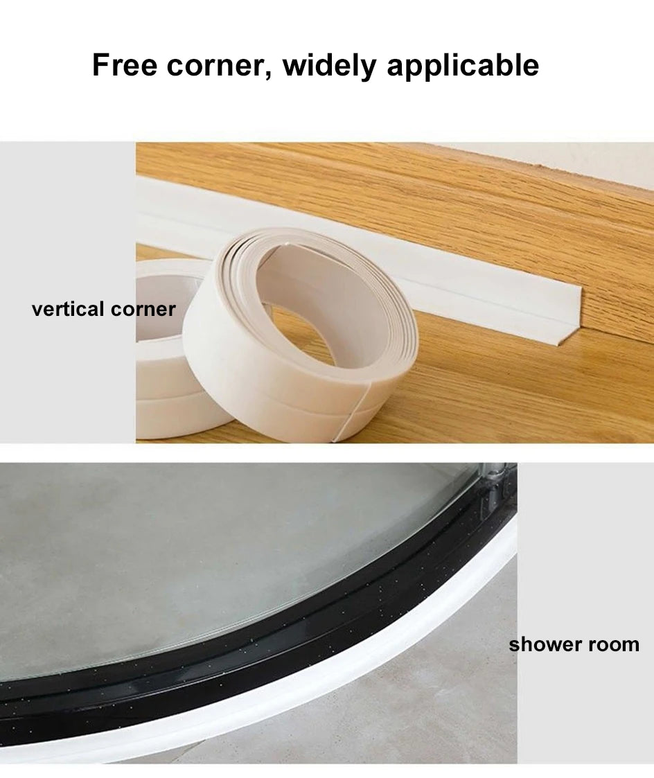 Bathroom Sealing Tape Self-adhesive Oil-Proof Kitchen Sink Caulk Seal Strip PVC Waterproof Shower Wall Sticker for Toilet Corner