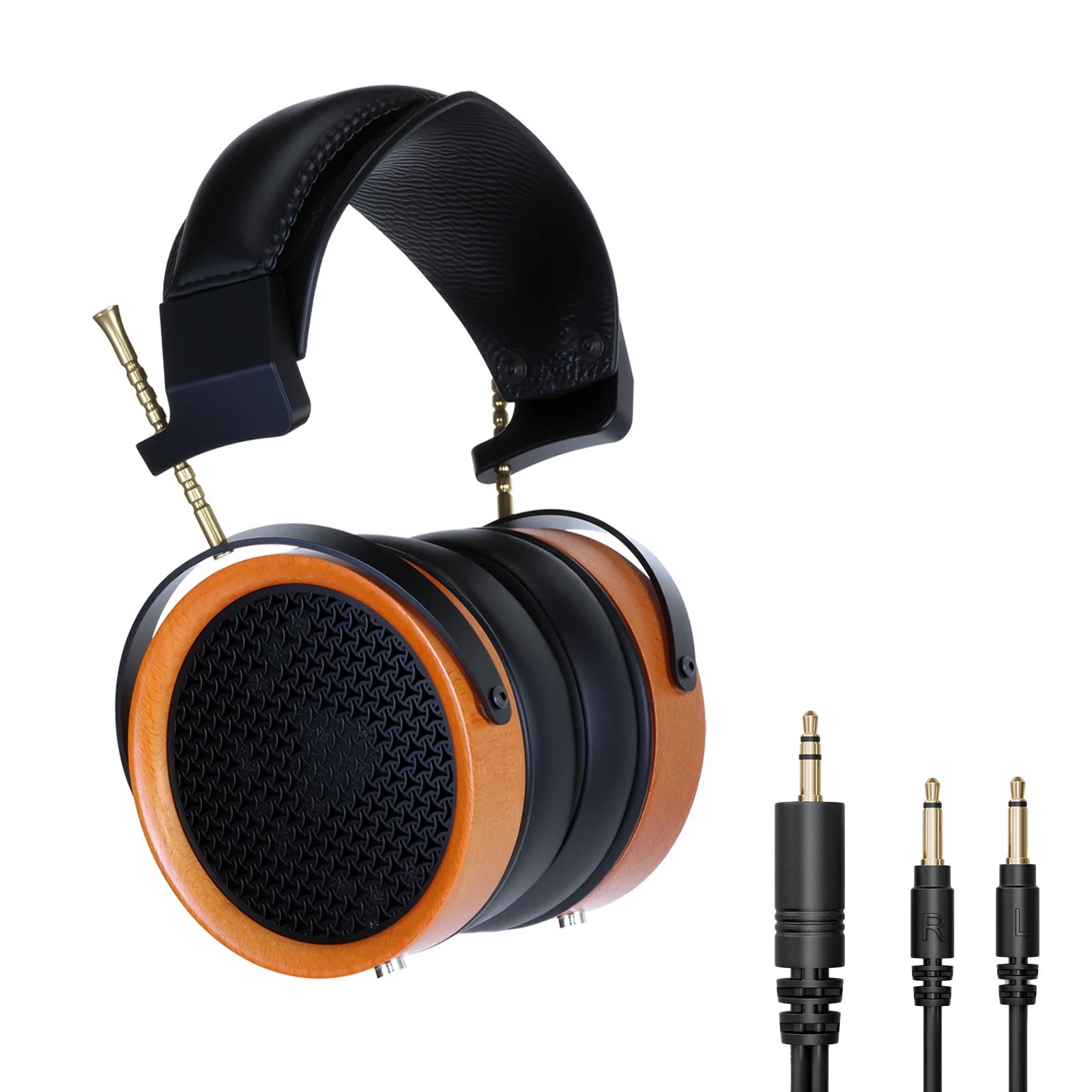 Wooden HiFi Open-Back Headphones 53mm Drivers - HD11 Detachable Cable Tidesmit