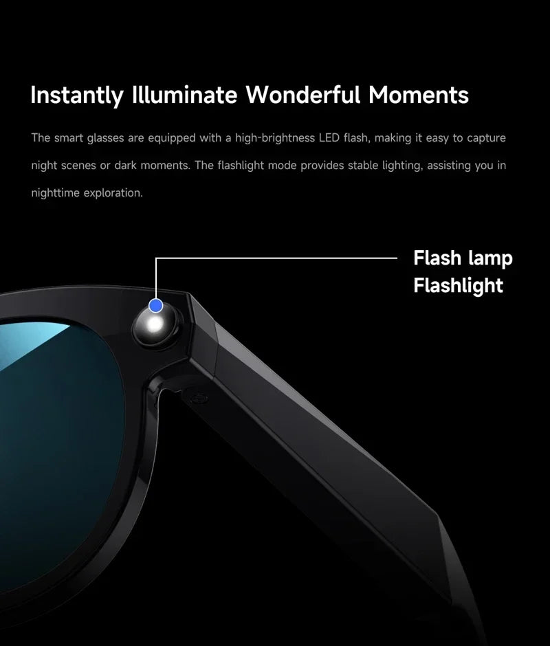AI Smart Glasses with Bluetooth Calling & Real-Time Translation - Black Tidesmit