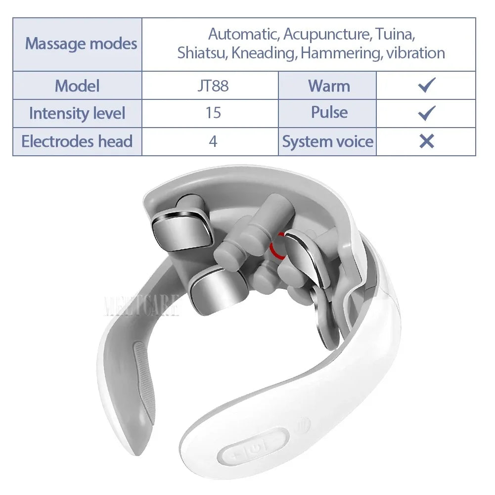 Vibration Neck Massager with Heated Pulse Relief - H808 Model Back Massage Instrument JT88 Tidesmit