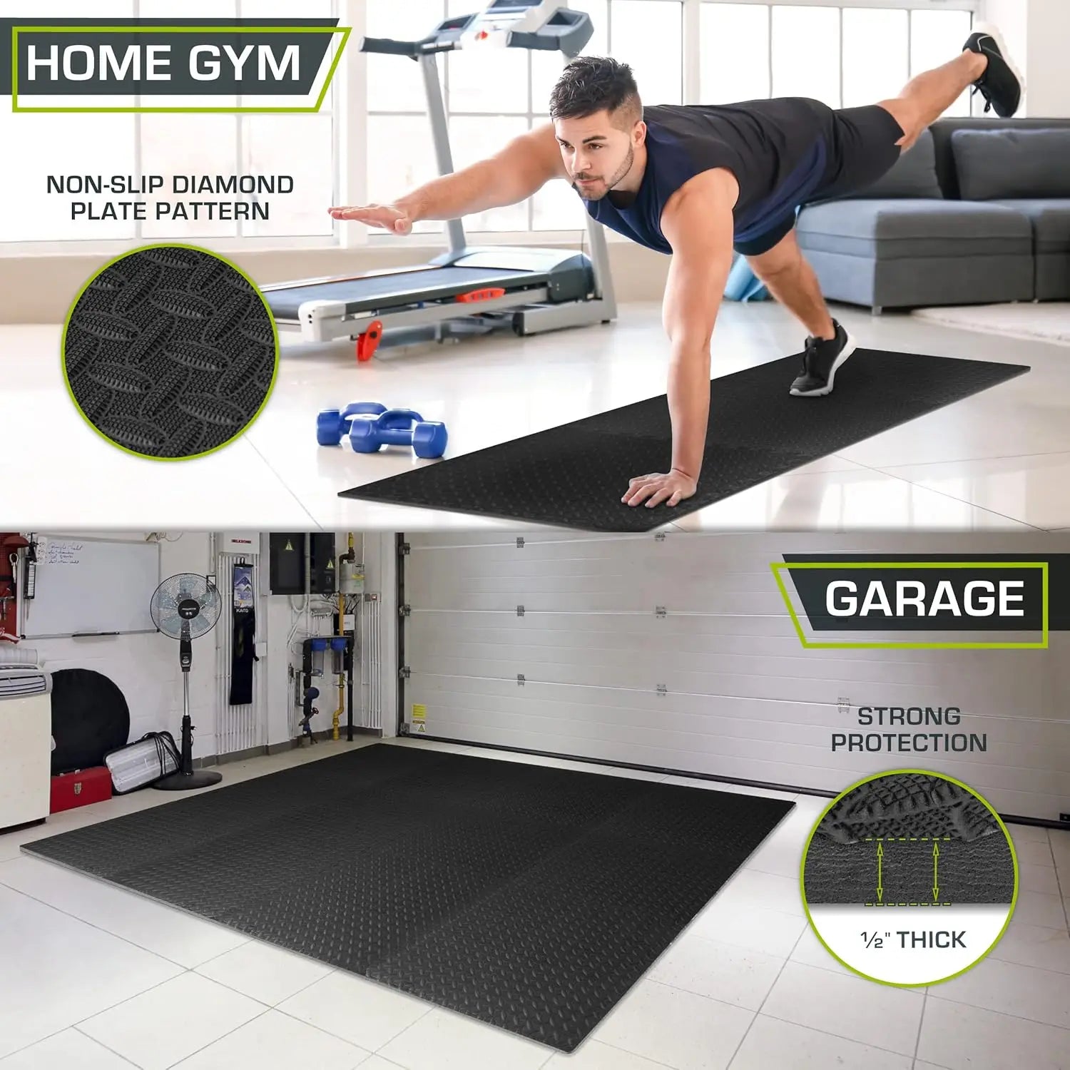 Interlocking Gym Flooring Mats 12Pcs EVA Foam Exercise Tile Set Back Massage Instrument Tidesmit