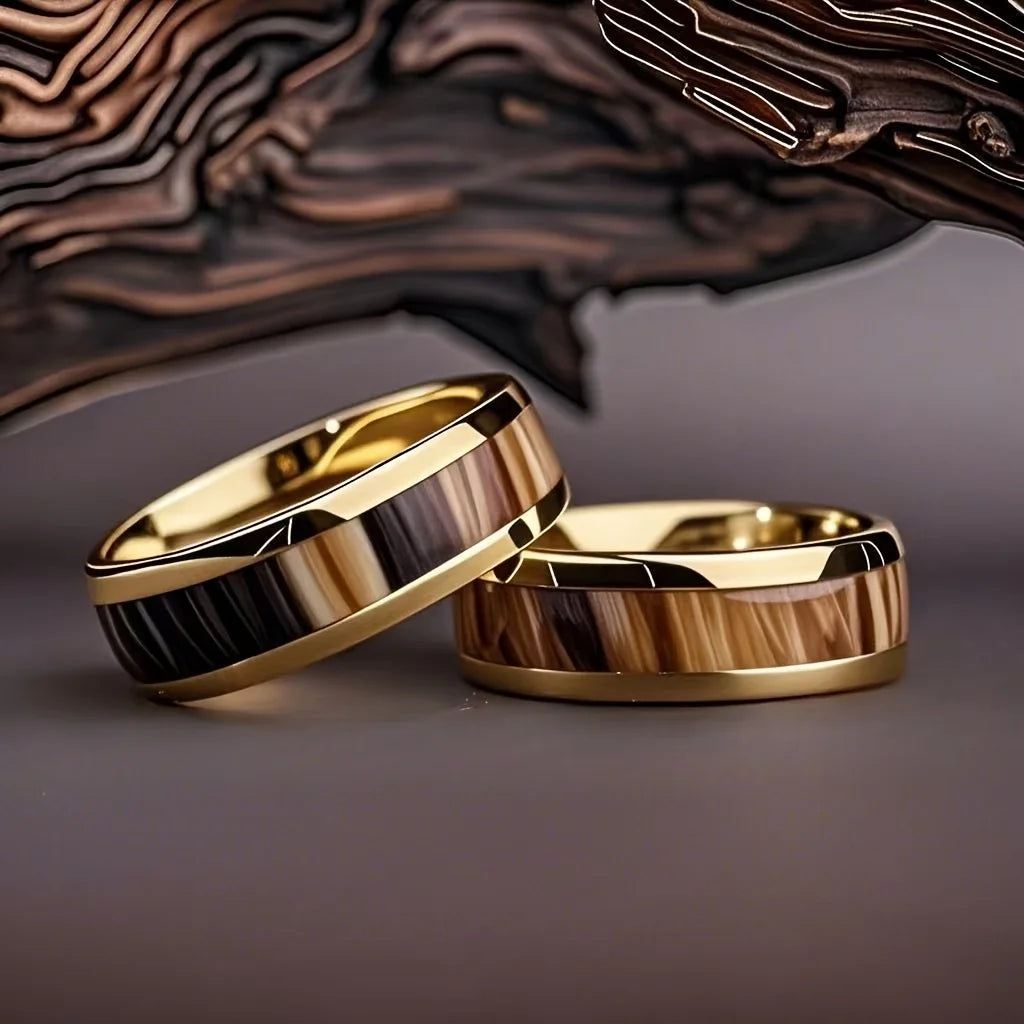 Smart Health Ring with Abalone Shell Inlay - Gold Stainless Steel 8mm Tidesmit