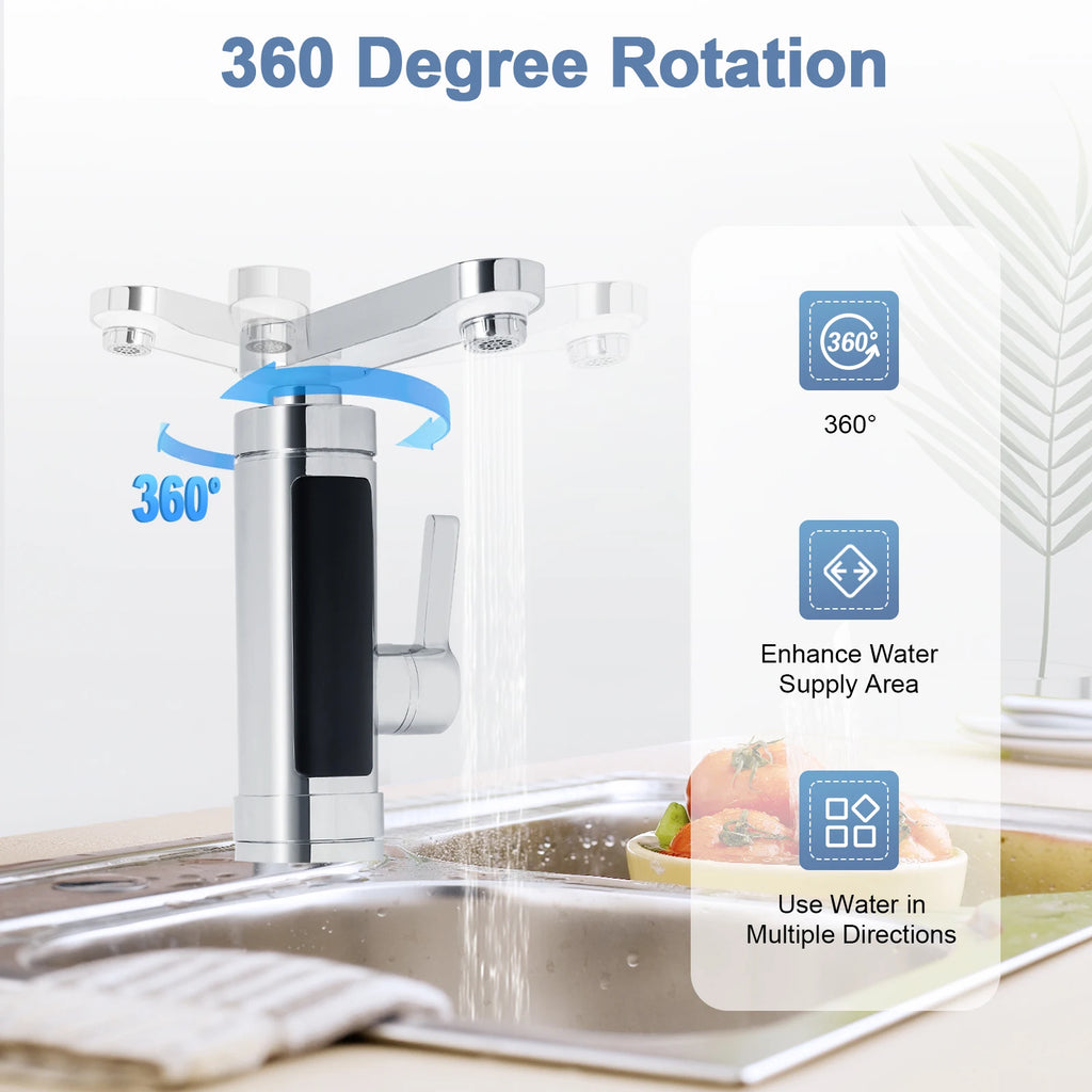 3KW Electric Fast Heating Waterfall Tap Electric Instantaneous Water Heater for Kitchen Bathroom